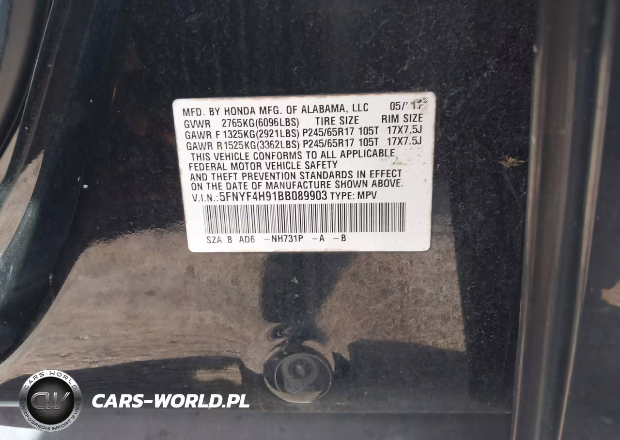 2011 Honda Pilot Touring VIN:5FNYF4H91BB089903 - 9
