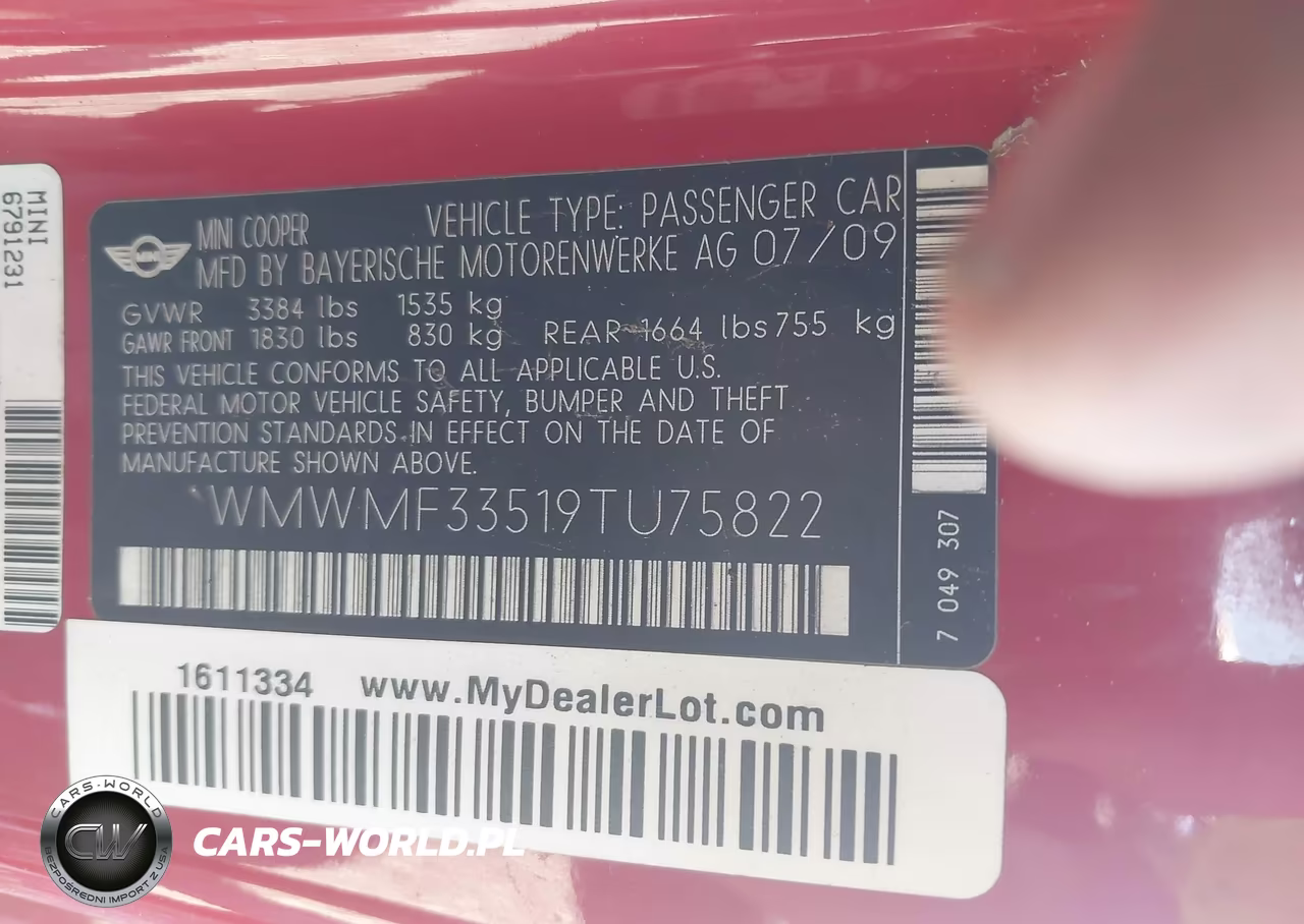 2009 Mini Cooper VIN:WMWMF33519TU75822 - 9