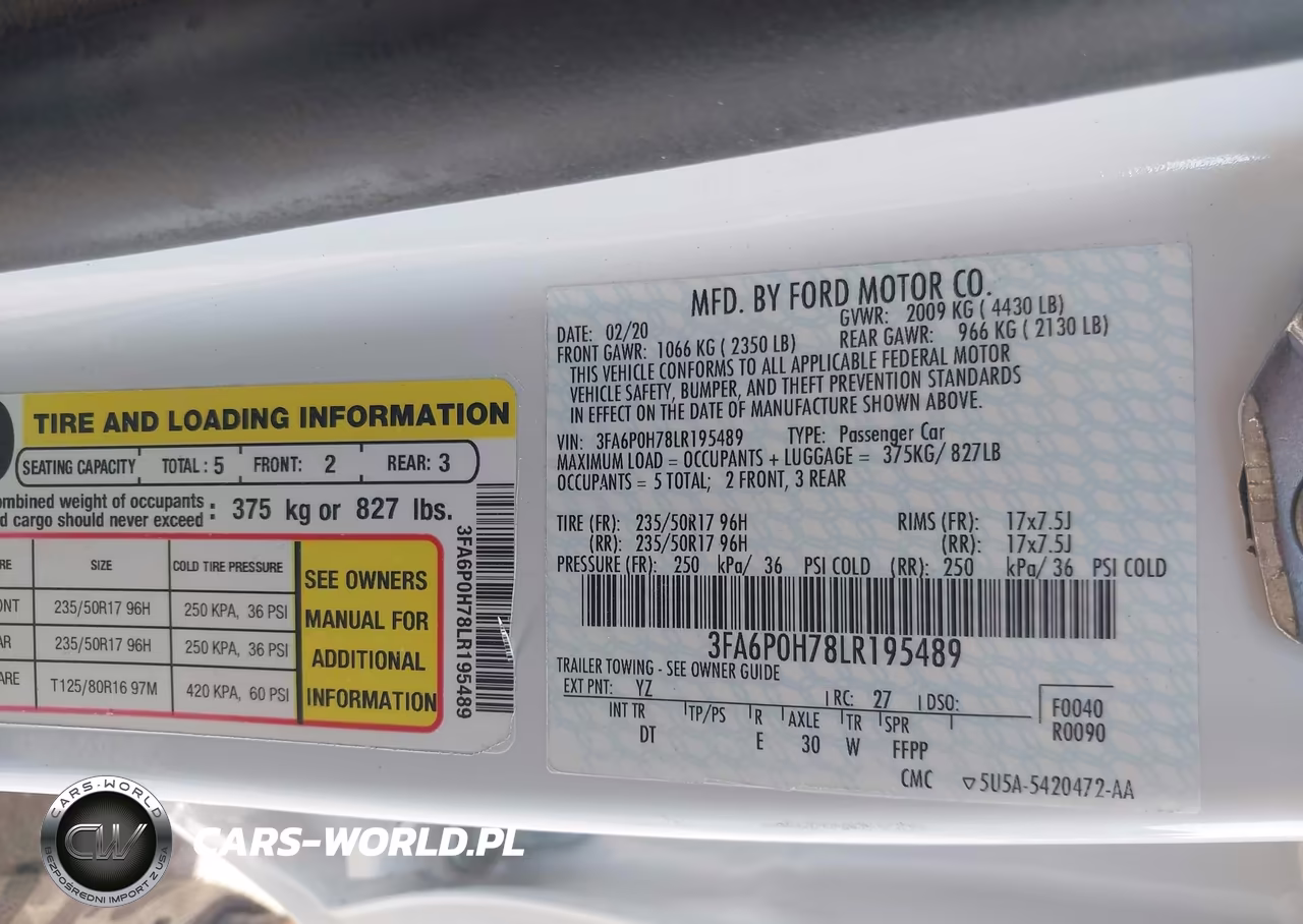 2020 Ford Fusion Se VIN:3FA6P0H78LR195489 - 7