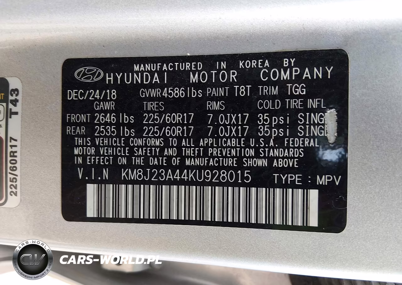 2019 Hyundai Tucson Se VIN:KM8J23A44KU928015 - 9