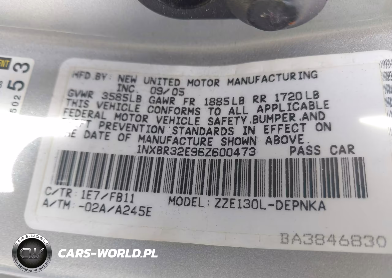2006 Toyota Corolla Le VIN:1NXBR32E96Z600473 - 9