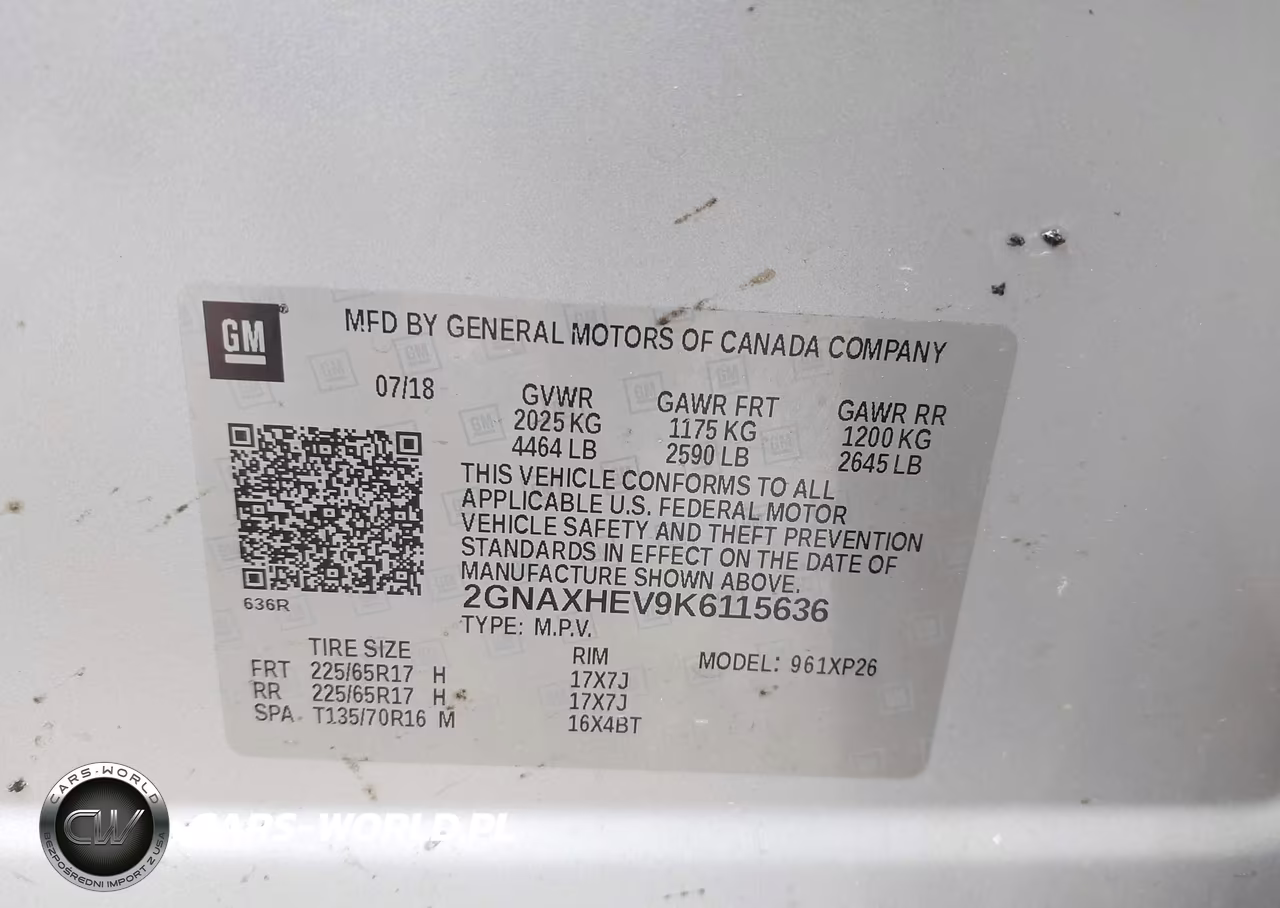 2019 Chevrolet Equinox Ls VIN:2GNAXHEV9K6115636 - 9