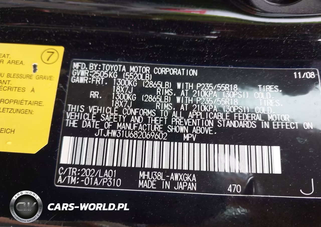 2008 Lexus Rx 400H VIN:JTJHW31U682069602 - 9