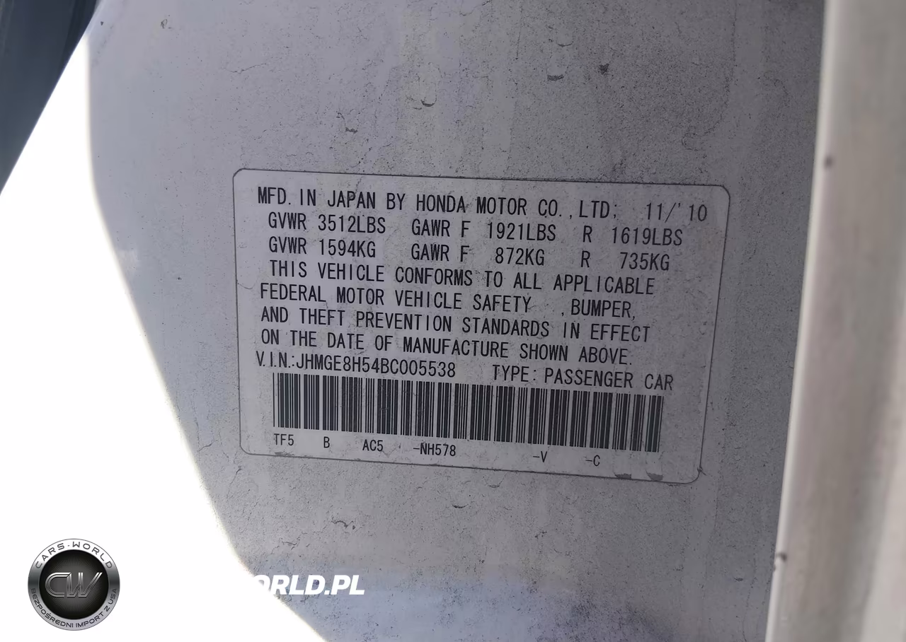 2011 Honda Fit Sport VIN:JHMGE8H54BC005538 - 9