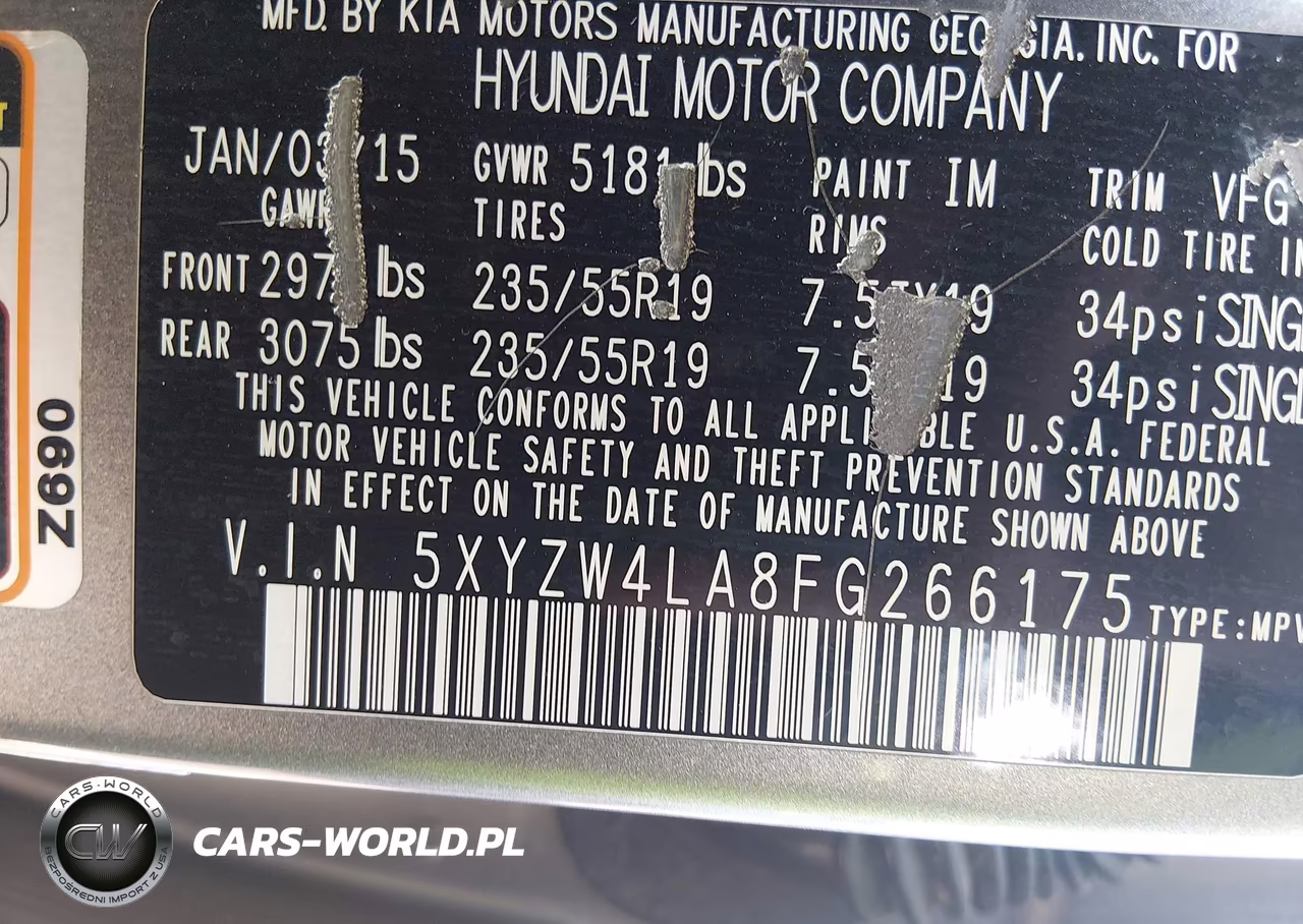 2015 Hyundai Santa Fe Sport 2.0L Turbo VIN:5XYZW4LA8FG266175 - 9