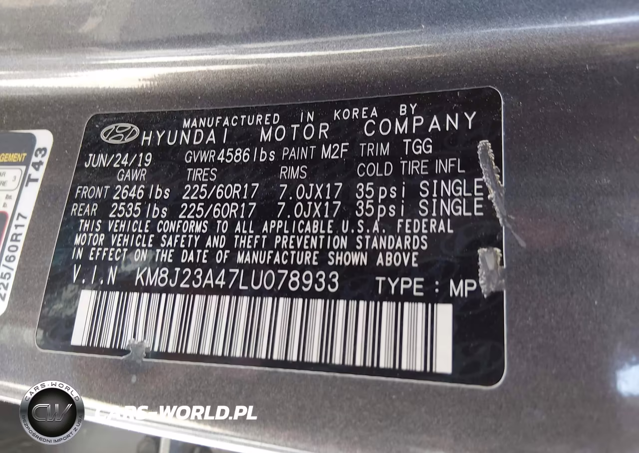 2020 Hyundai Tucson Se VIN:KM8J23A47LU078933 - 9