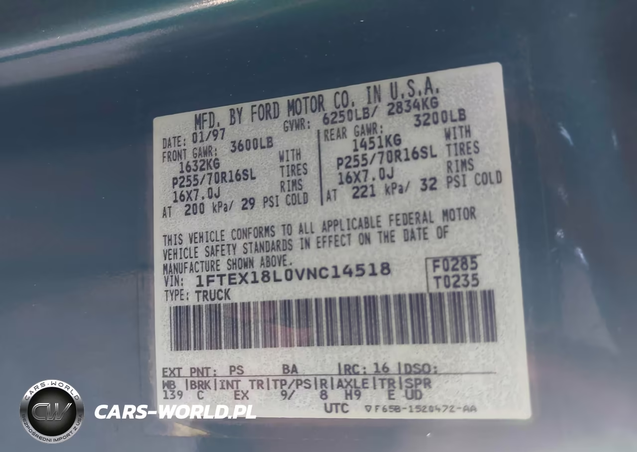 1997 Ford F-150 Lariat-Xl-Xlt VIN:1FTEX18L0VNC14518 - 9