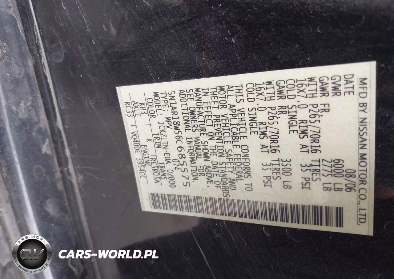 2006 Nissan Pathfinder Se VIN:5N1AR18W56C685575 - 9
