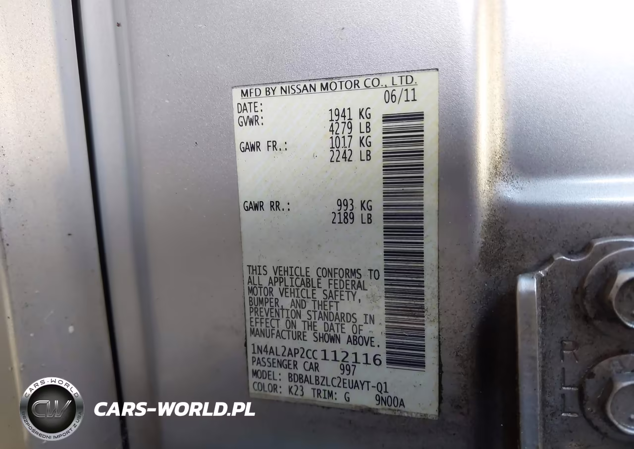 2012 Nissan Altima 2.5 S VIN:1N4AL2AP2CC112116 - 9