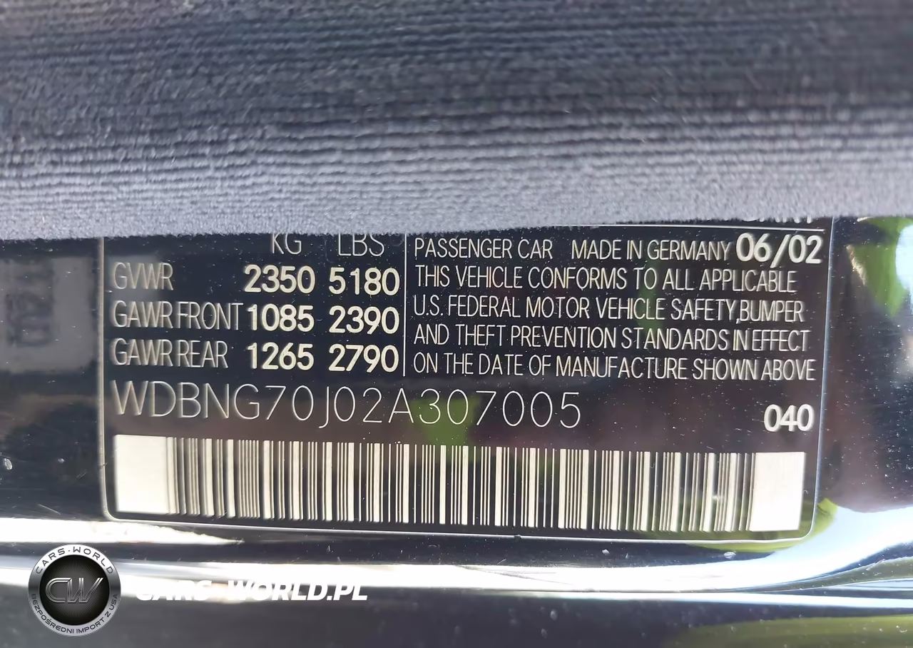 2002 Mercedes-Benz S 430 VIN:WDBNG70J02A307005 - 9