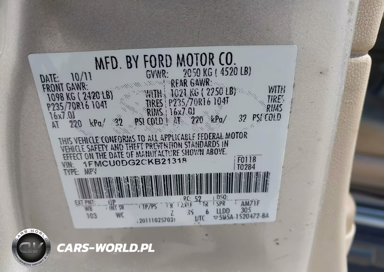2012 Ford Escape Xlt VIN:1FMCU0DG2CKB21318 - 9
