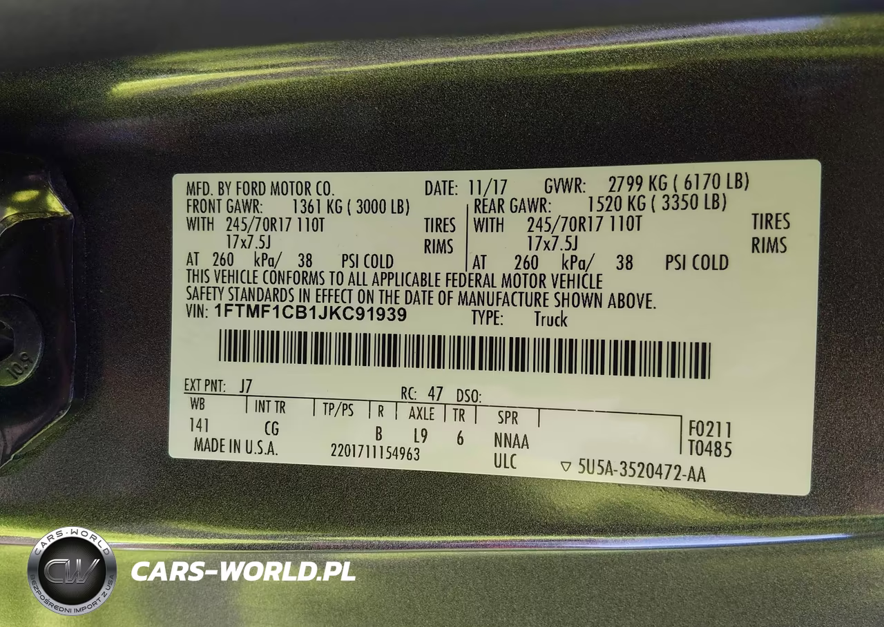 2018 Ford F-150 Xl VIN:1FTMF1CB1JKC91939 - 9