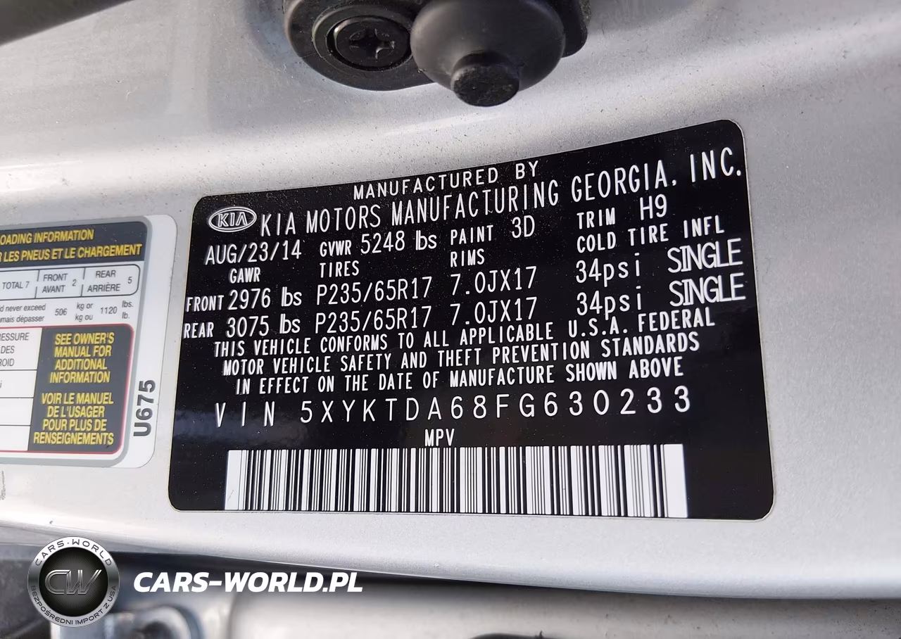 2015 Kia Sorento Lx VIN:5XYKTDA68FG630233 - 9