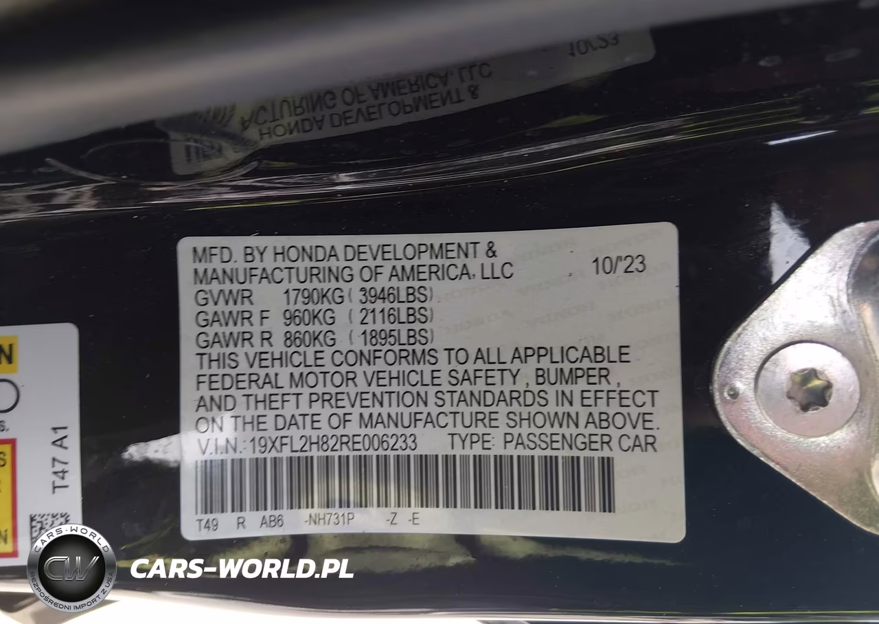 2024 Honda Civic Sport VIN:19XFL2H82RE006233 - 9