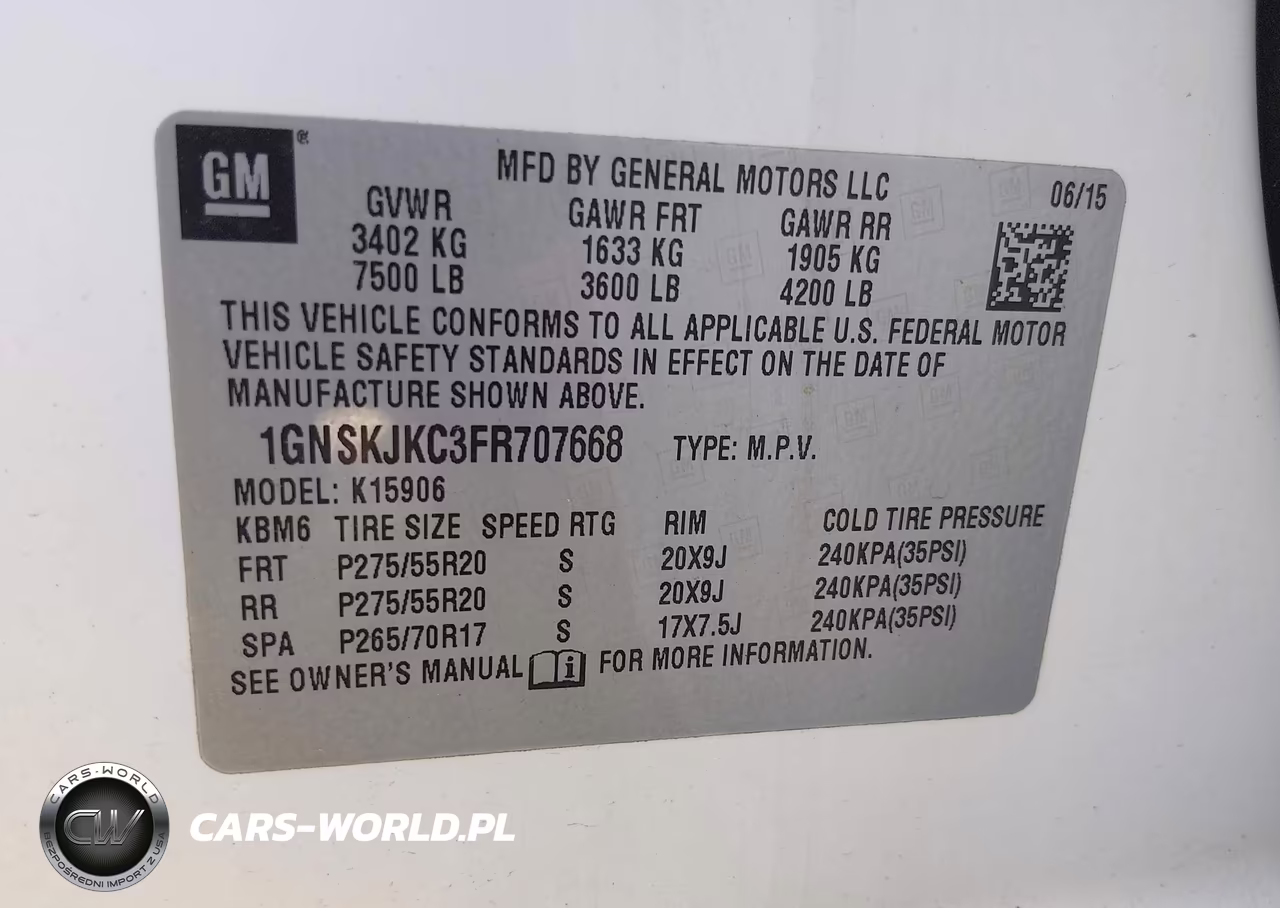 2015 Chevrolet Suburban 1500 Lt VIN:1GNSKJKC3FR707668 - 9