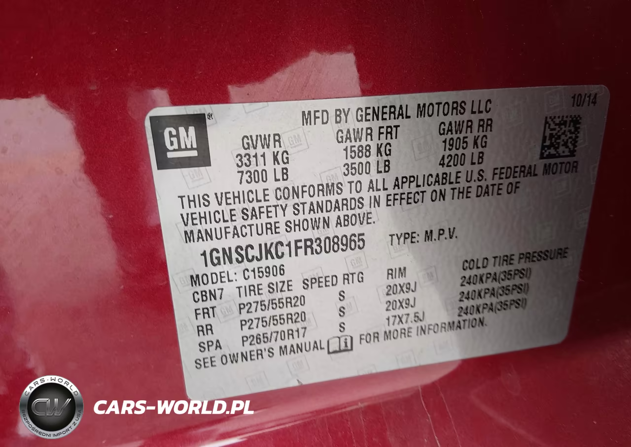 2015 Chevrolet Suburban 1500 Lt VIN:1GNSCJKC1FR308965 - 9