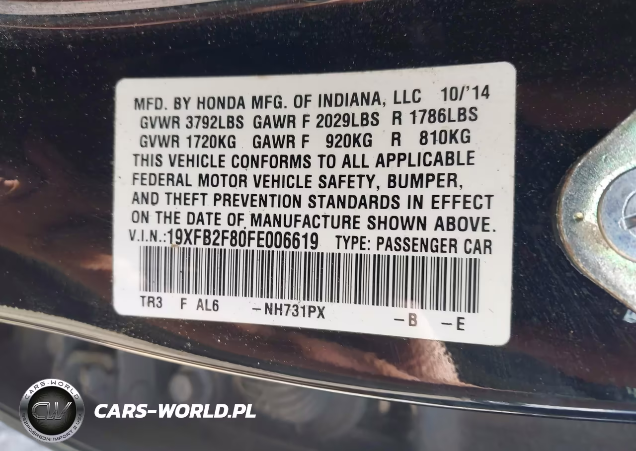 2015 Honda Civic Ex VIN:19XFB2F80FE006619 - 9
