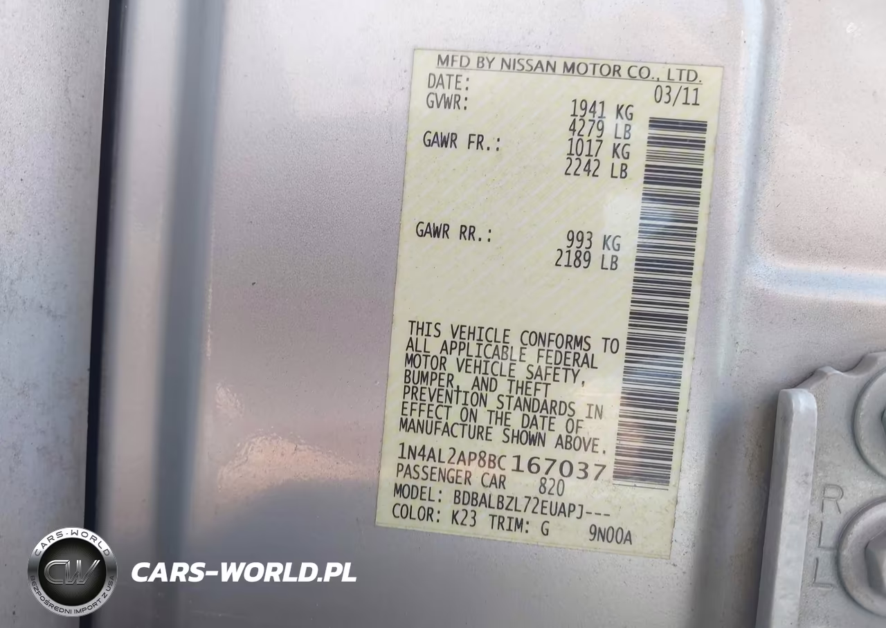 2011 Nissan Altima 2.5 S VIN:1N4AL2AP8BC167037 - 9