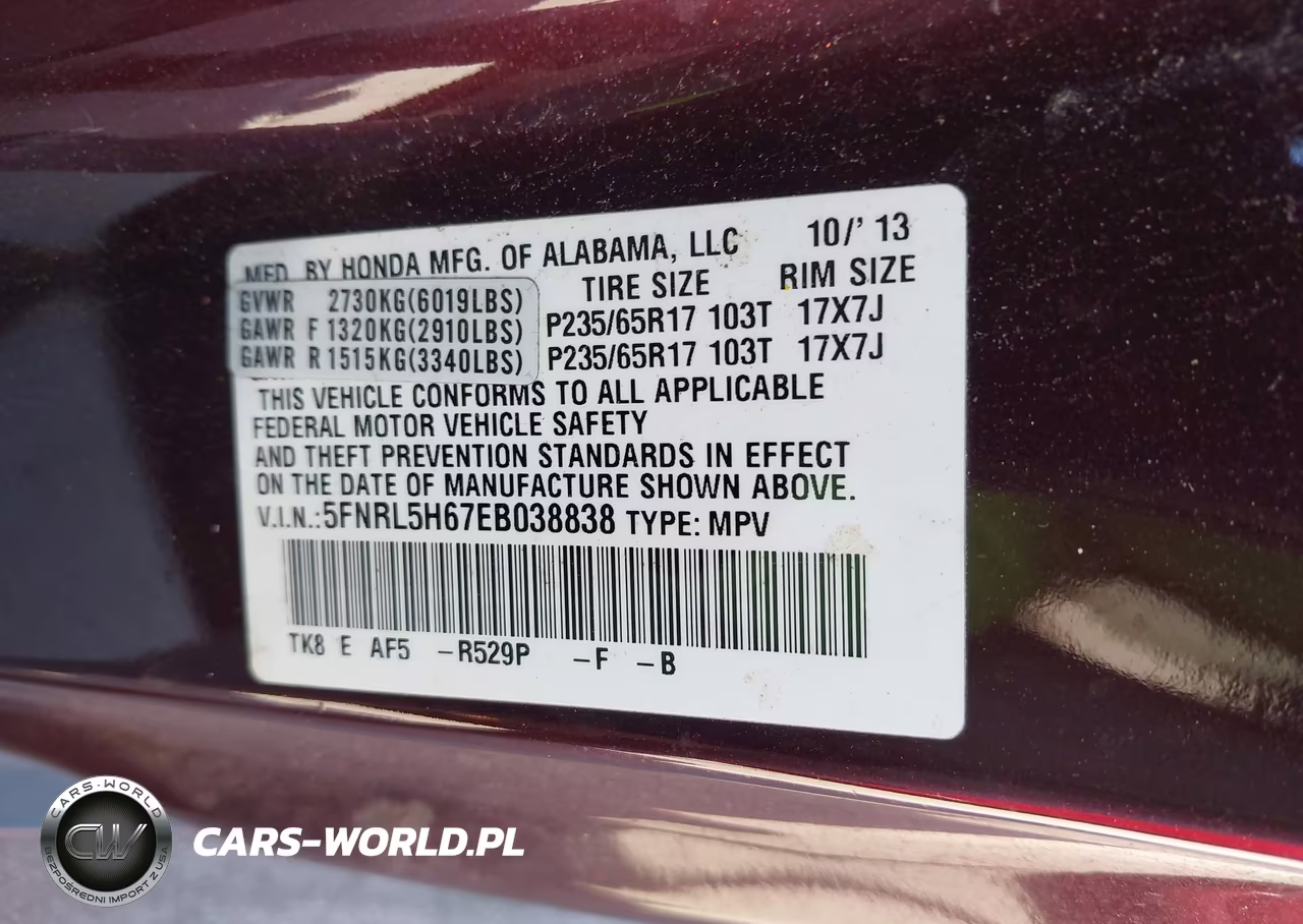2014 Honda Odyssey Ex-L VIN:5FNRL5H67EB038838 - 9