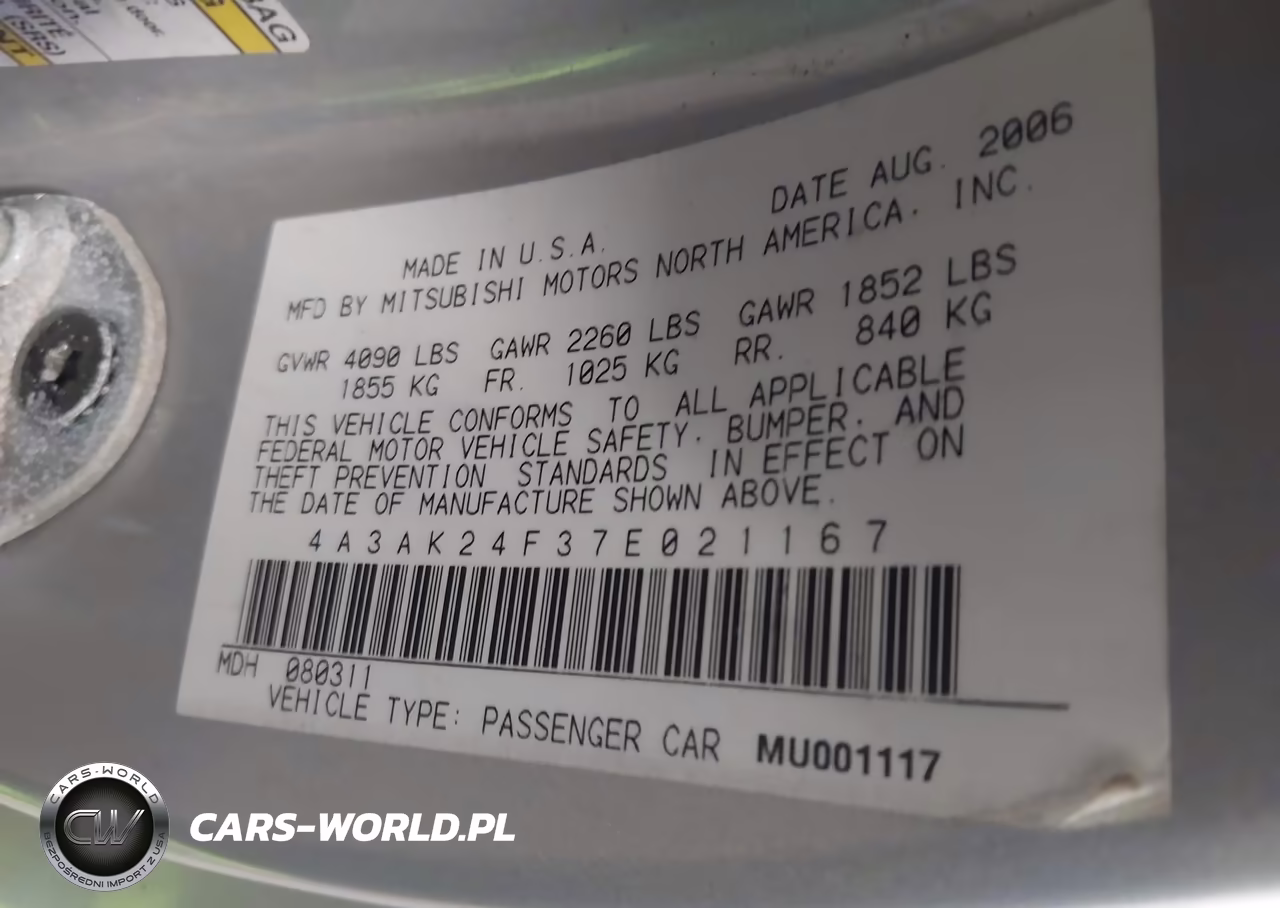 2007 Mitsubishi Eclipse Gs VIN:4A3AK24F37E021167 - 9