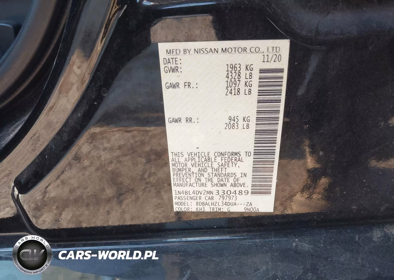 2021 Nissan Altima Sv Fwd VIN:1N4BL4DV2MN330489 - 9