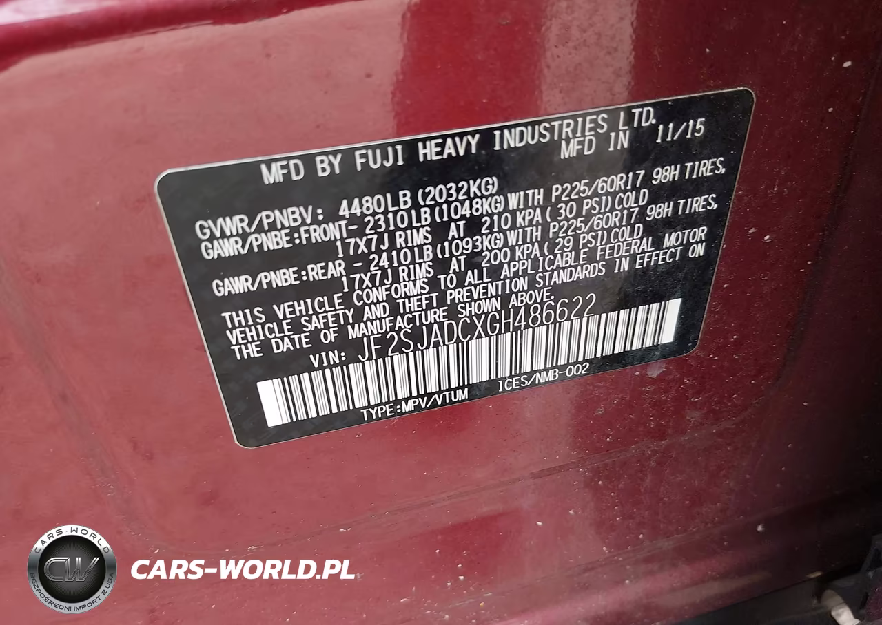2016 Subaru Forester 2.5I Premium VIN:JF2SJADCXGH486622 - 9