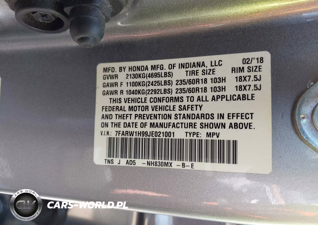 2018 Honda Cr-V Touring VIN:7FARW1H99JE021001 - 9
