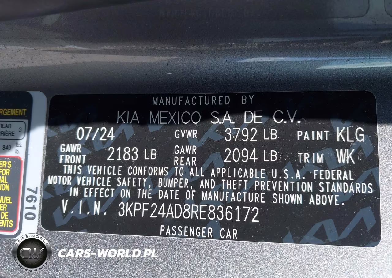 2024 Kia Forte Lxs VIN:3KPF24AD8RE836172 - 9