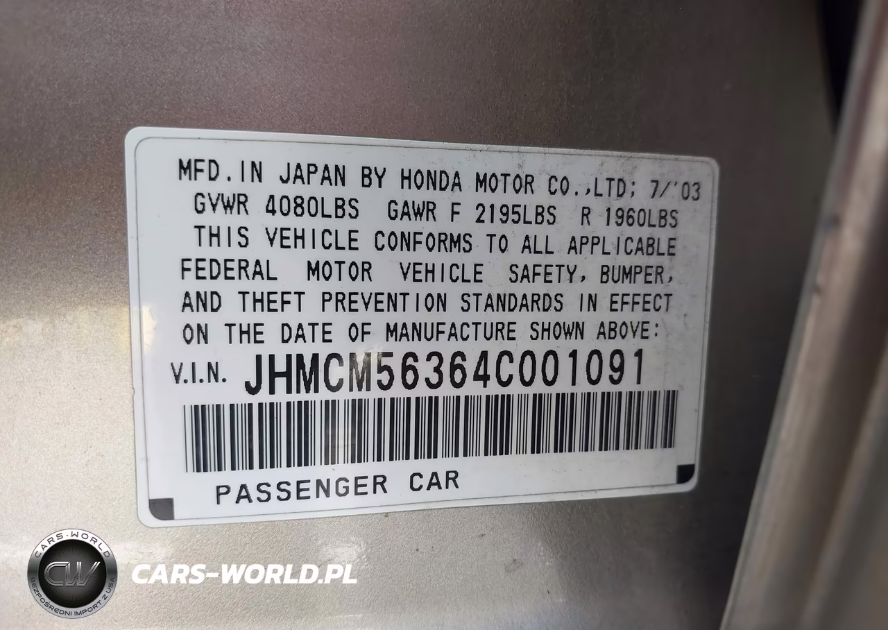 2004 Honda Accord 2.4 Lx VIN:JHMCM56364C001091 - 9