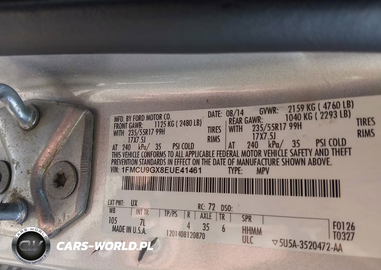 2014 Ford Escape Se VIN:1FMCU9GX8EUE41461 - 9