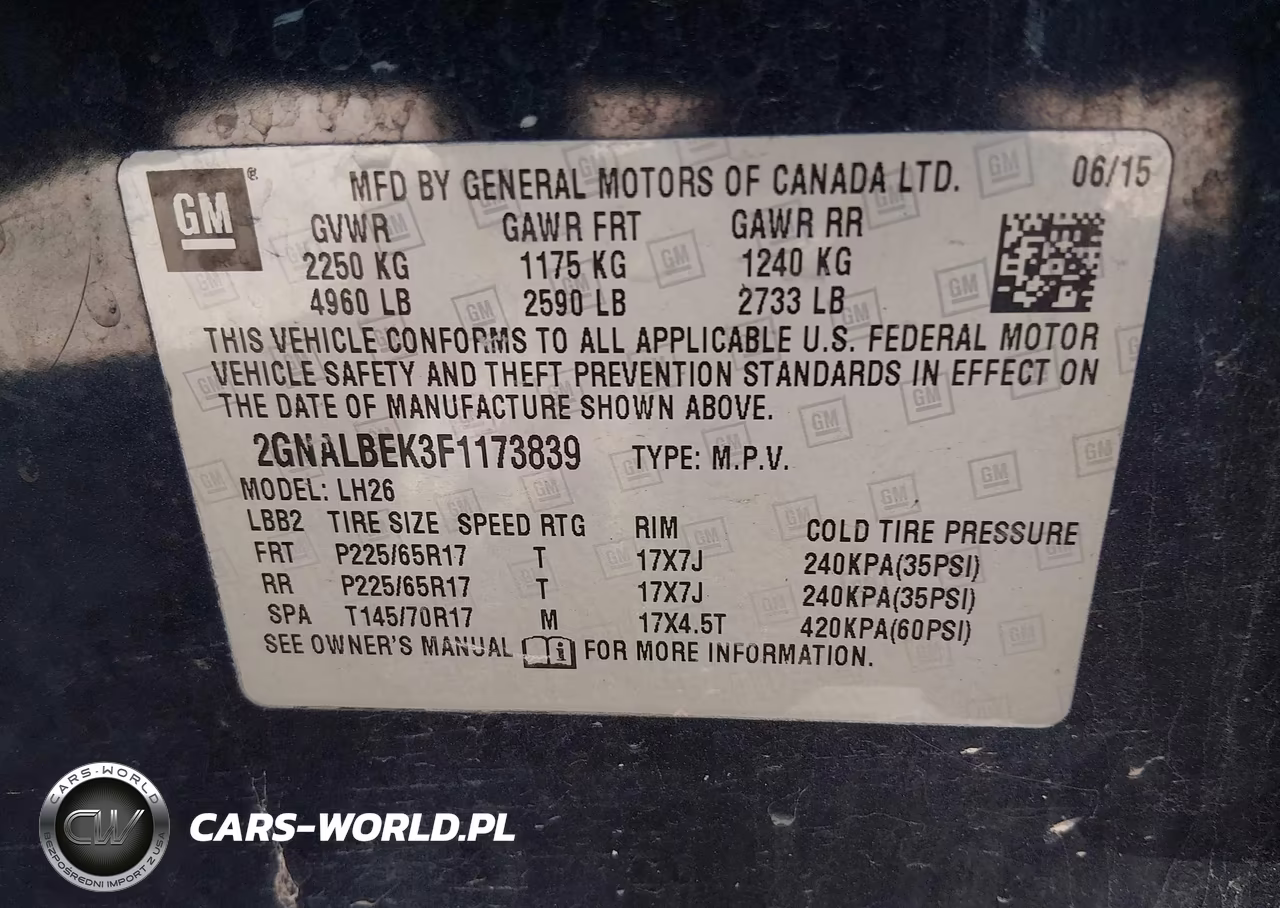2015 Chevrolet Equinox Lt VIN:2GNALBEK3F1173839 - 9