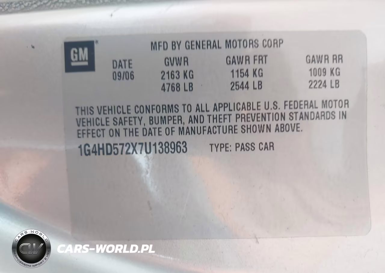 2007 Buick Lucerne Cxl VIN:1G4HD572X7U138963 - 9