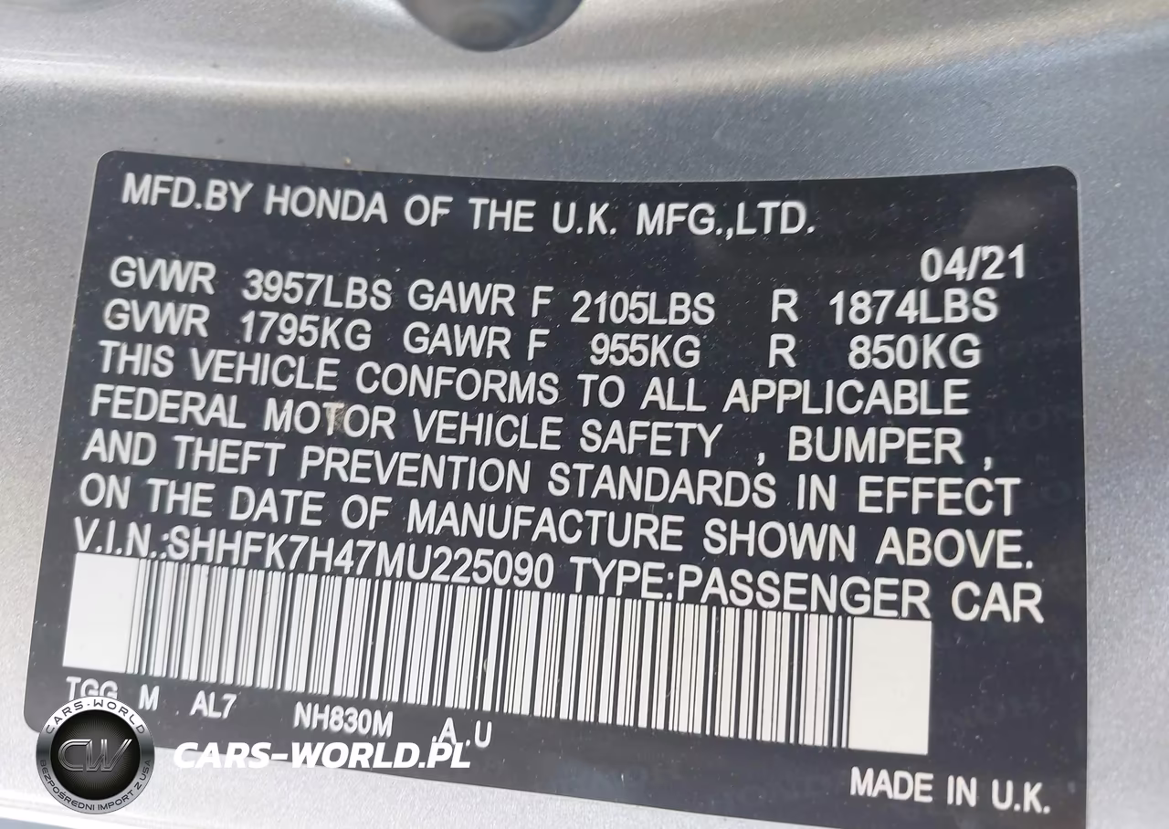 2021 Honda Civic Sport VIN:SHHFK7H47MU225090 - 9