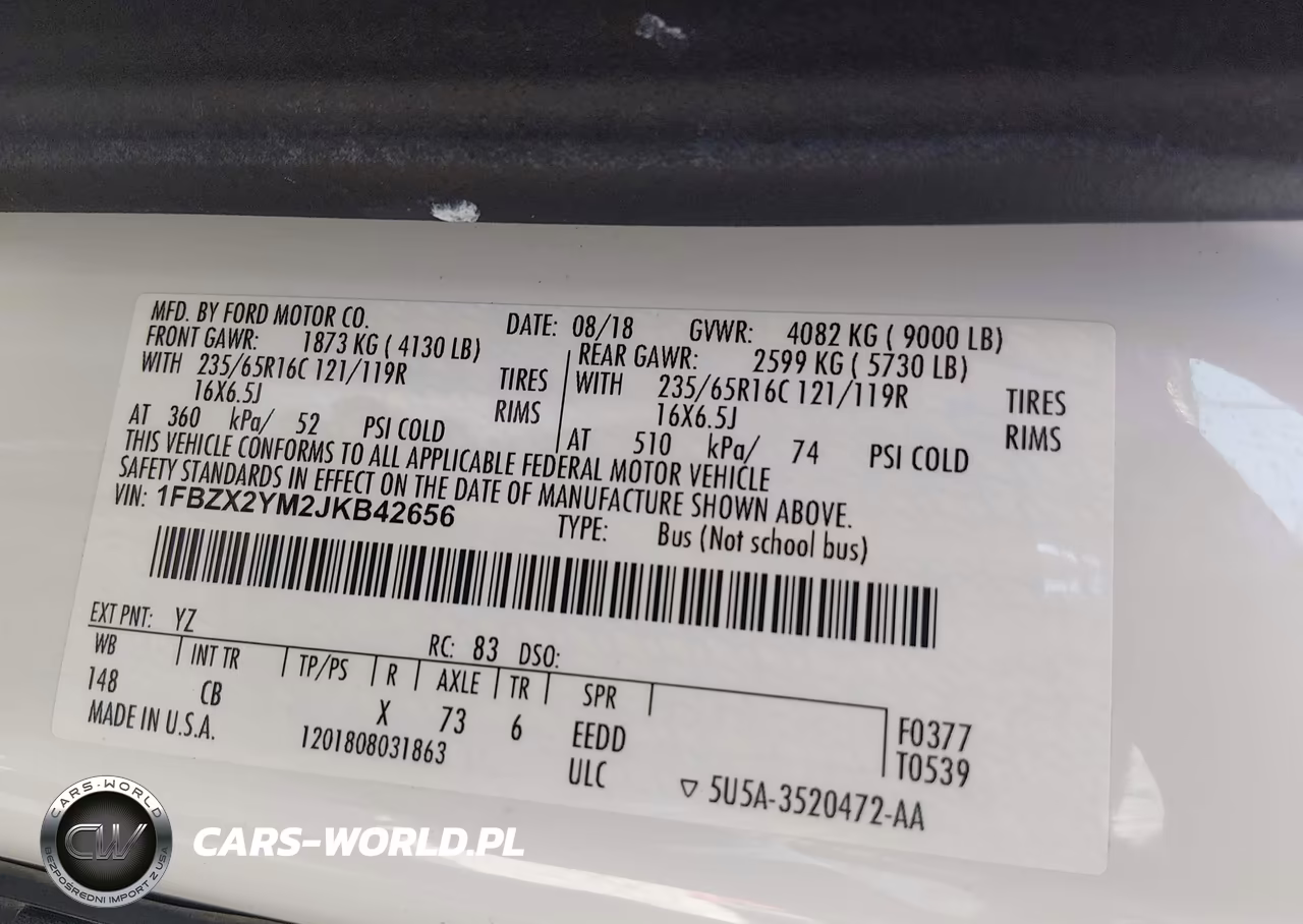 2018 Ford Transit-350 Xl VIN:1FBZX2YM2JKB42656 - 9