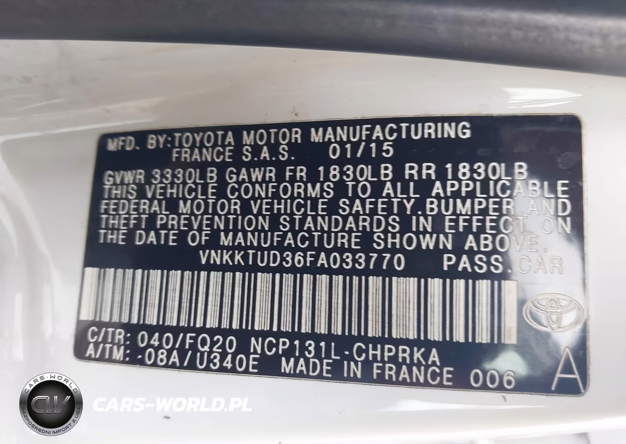 2015 Toyota Yaris L VIN:VNKKTUD36FA033770 - 9