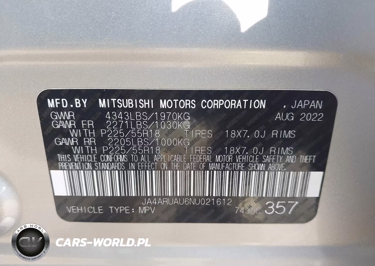 2022 Mitsubishi Outlander Sport 2.0 Be Awc-2.0 Es Awc-2.0 Le Awc-2.0 Se Awc-2.0 Se Special Edition Awc VIN:JA4ARUAU6NU021612 - 9