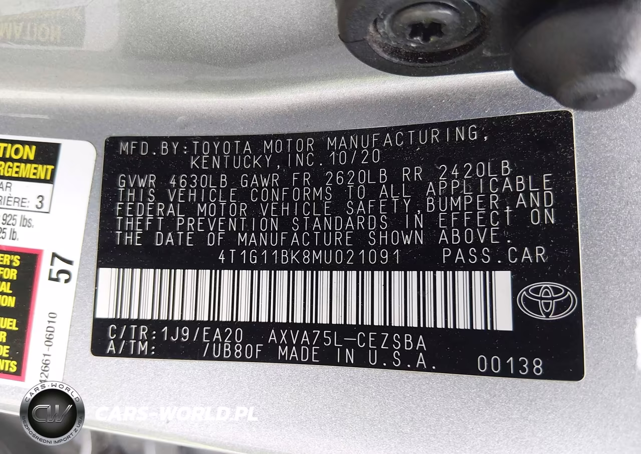 2021 Toyota Camry Se Awd VIN:4T1G11BK8MU021091 - 9