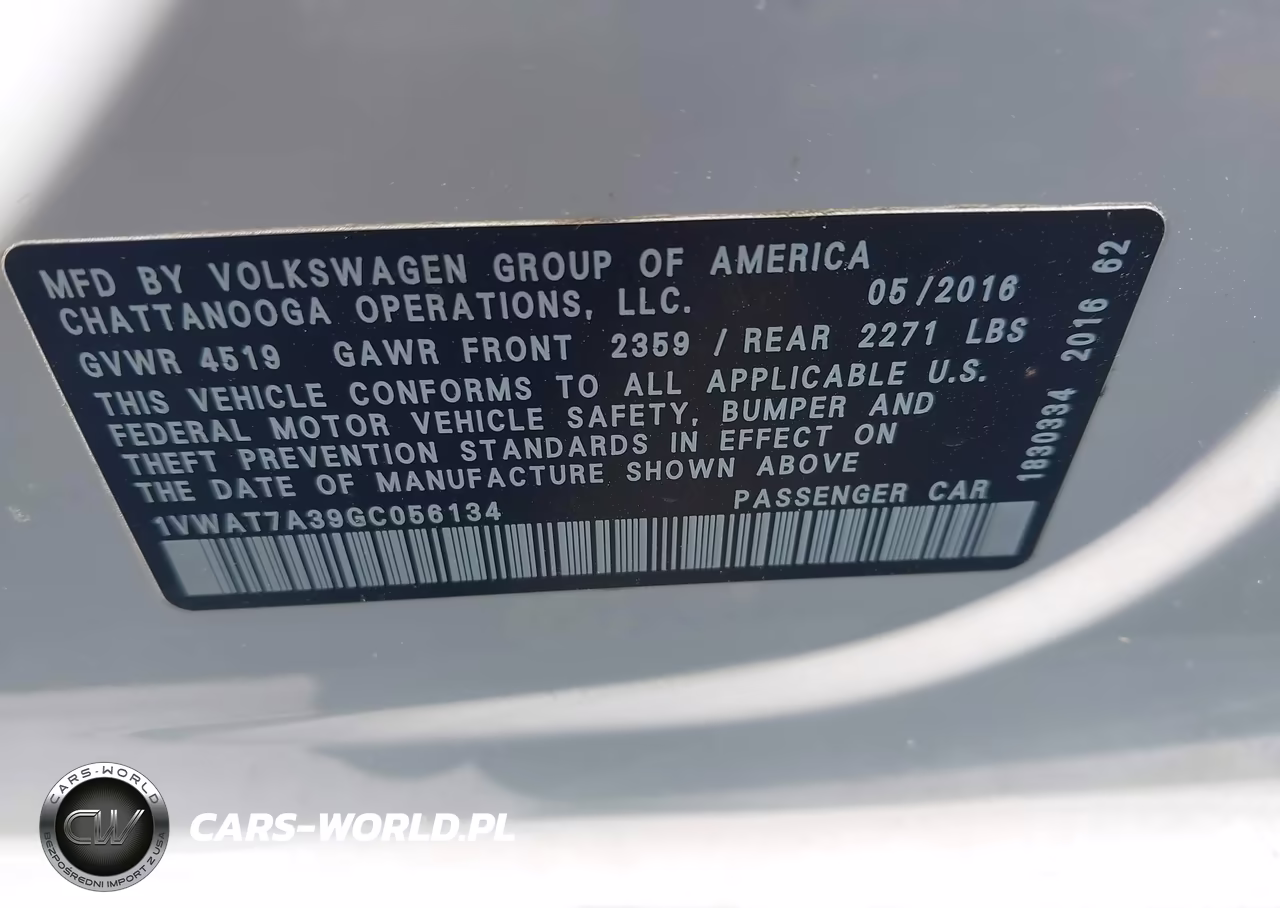 2016 Volkswagen Passat 1.8T S VIN:1VWAT7A39GC056134 - 9