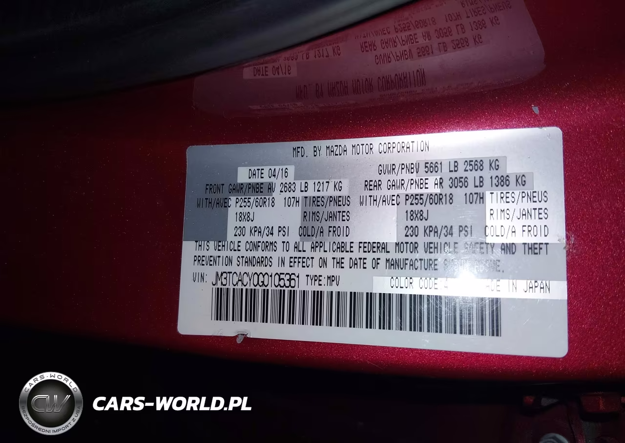 2016 Mazda Cx-9 Touring VIN:JM3TCACY0G0105361 - 9