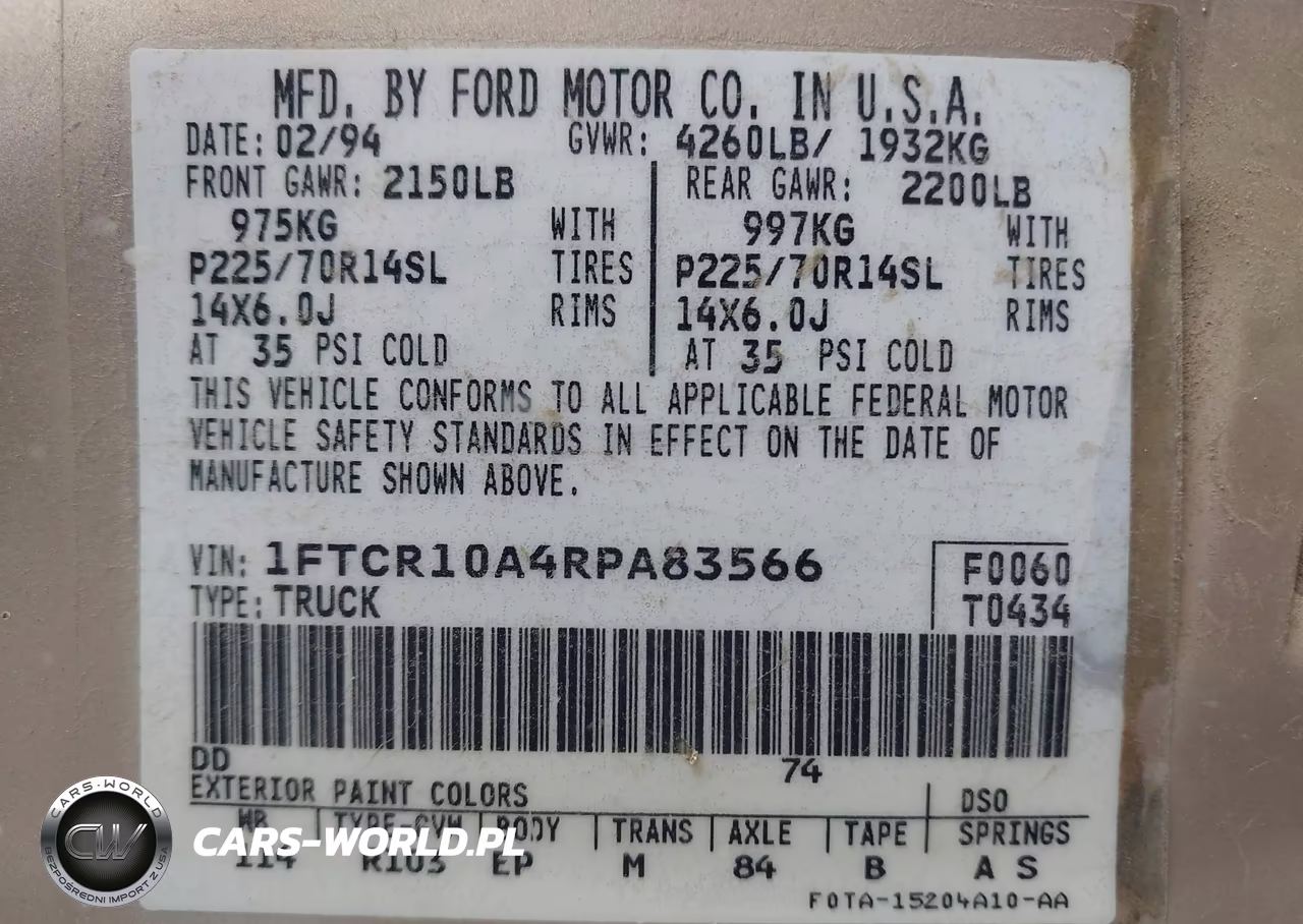 1994 Ford Ranger VIN:1FTCR10A4RPA83566 - 9