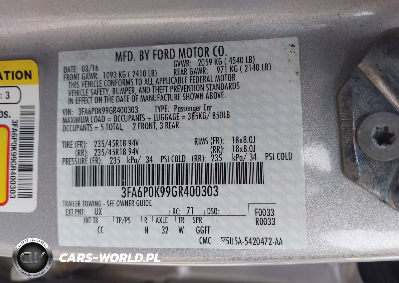 2016 Ford Fusion Titanium VIN:3FA6P0K99GR400303 - 9