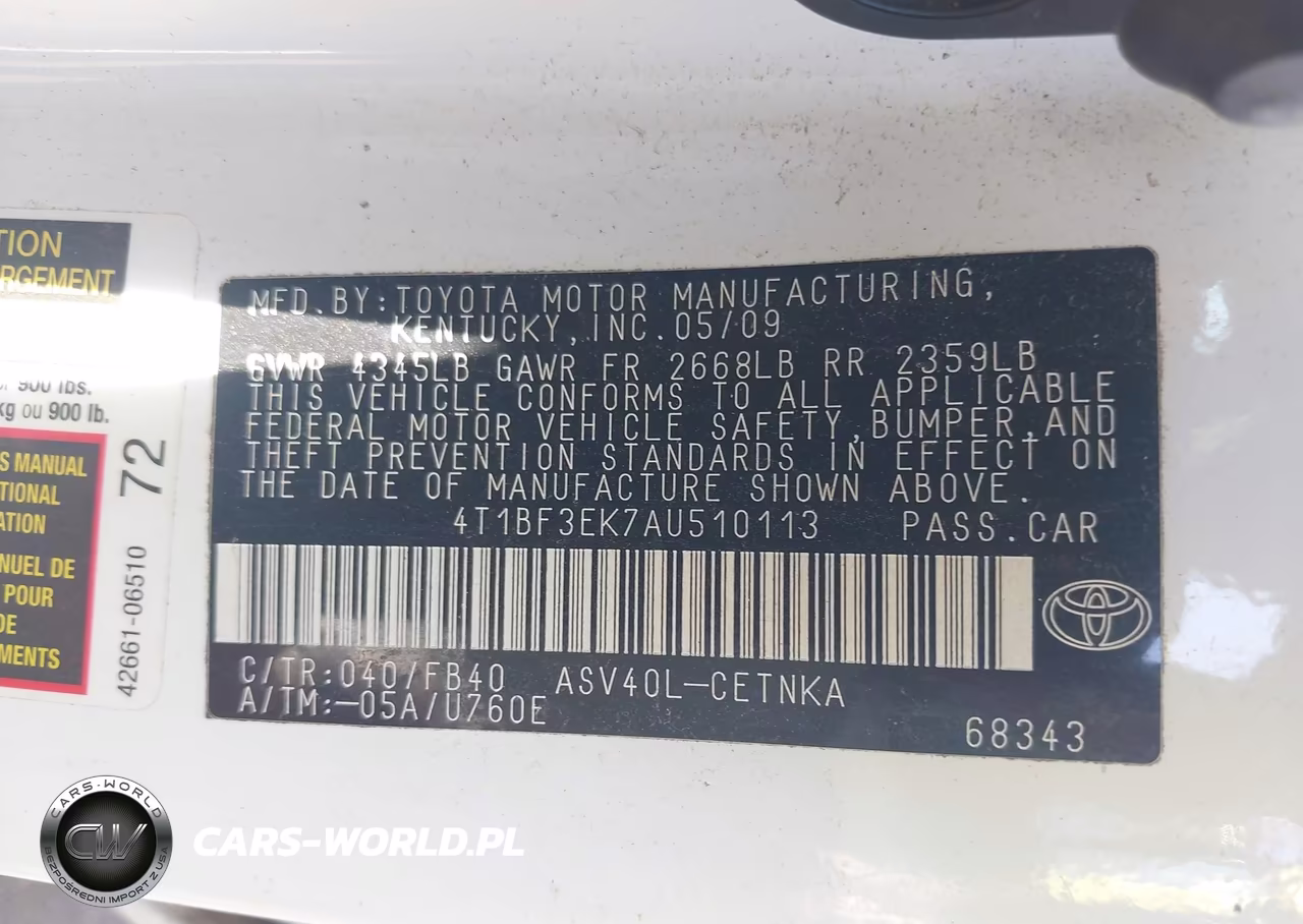 2010 Toyota Camry Le VIN:4T1BF3EK7AU510113 - 9