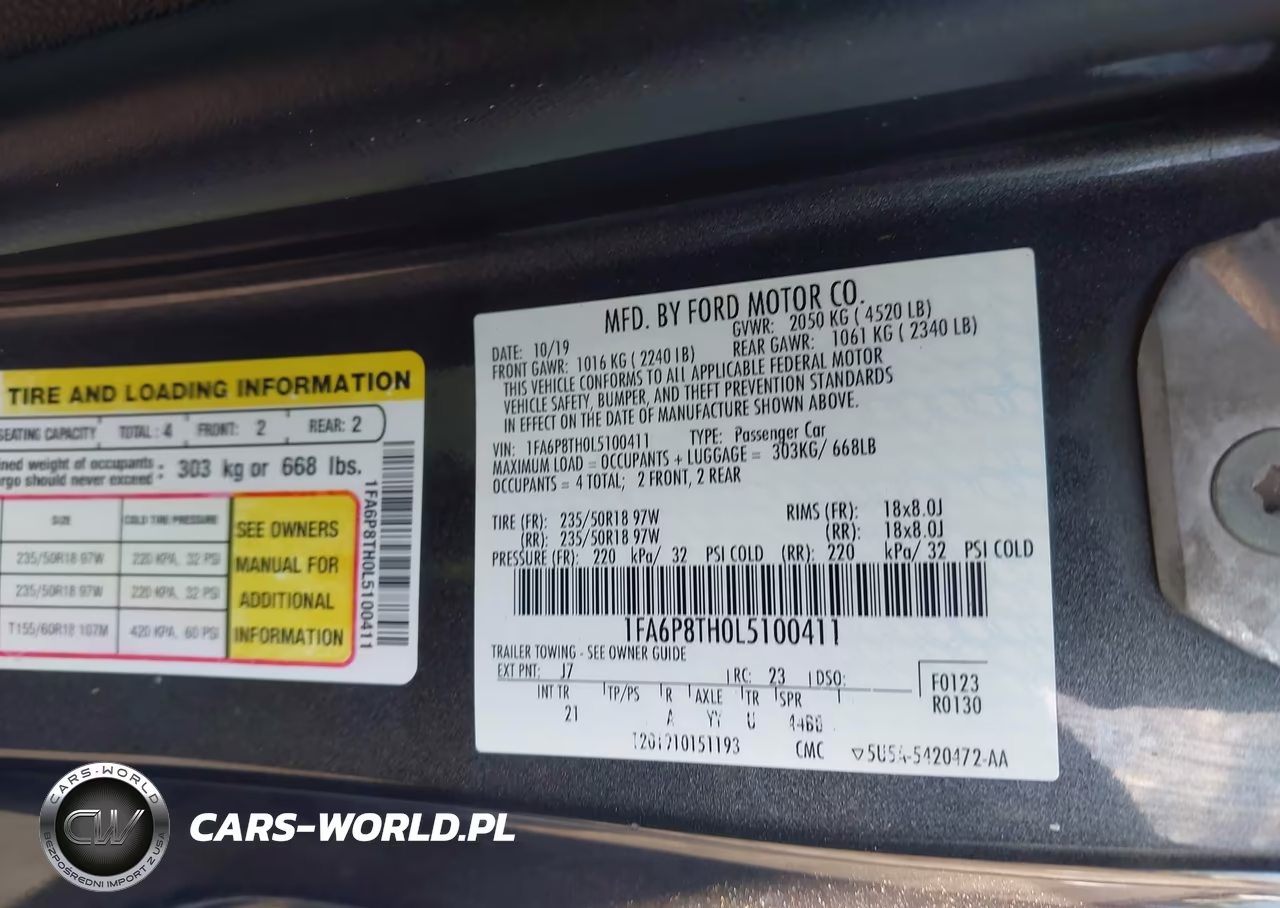 2020 Ford Mustang Ecoboost Fastback VIN:1FA6P8TH0L5100411 - 9