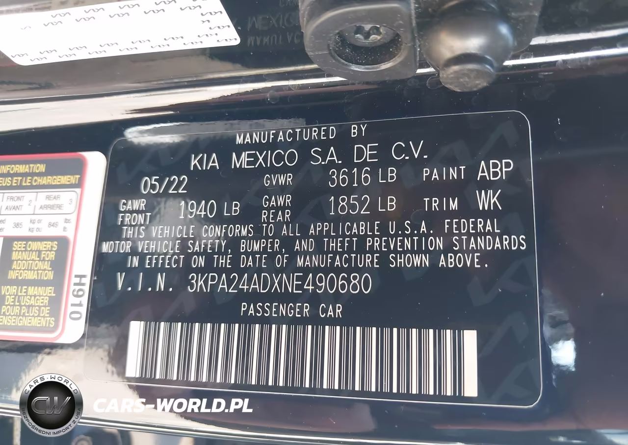2022 Kia Rio S VIN:3KPA24ADXNE490680 - 9
