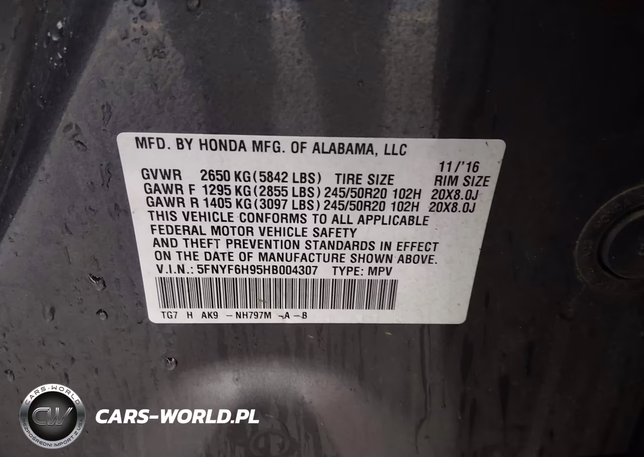2017 Honda Pilot Touring VIN:5FNYF6H95HB004307 - 9