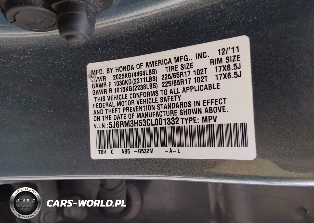 2012 Honda Cr-V Ex VIN:5J6RM3H53CL001332 - 9