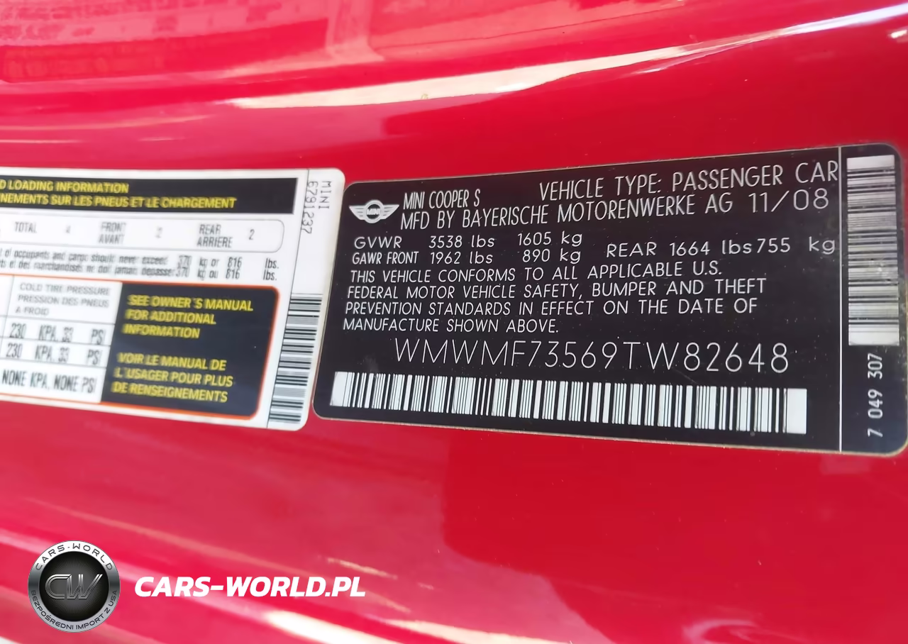 2009 Mini Cooper S VIN:WMWMF73569TW82648 - 9