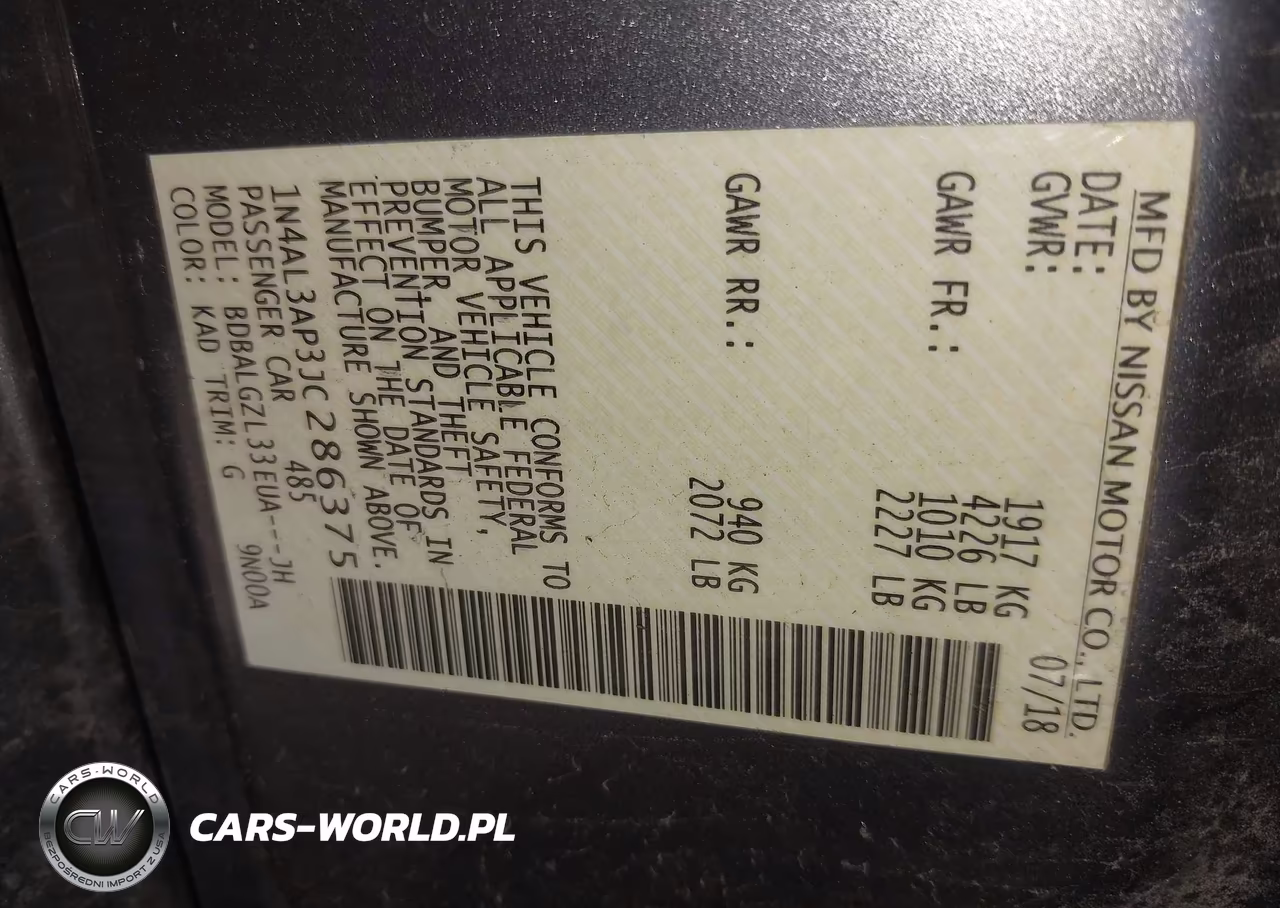 2018 Nissan Altima 2.5 S VIN:1N4AL3AP3JC286375 - 9