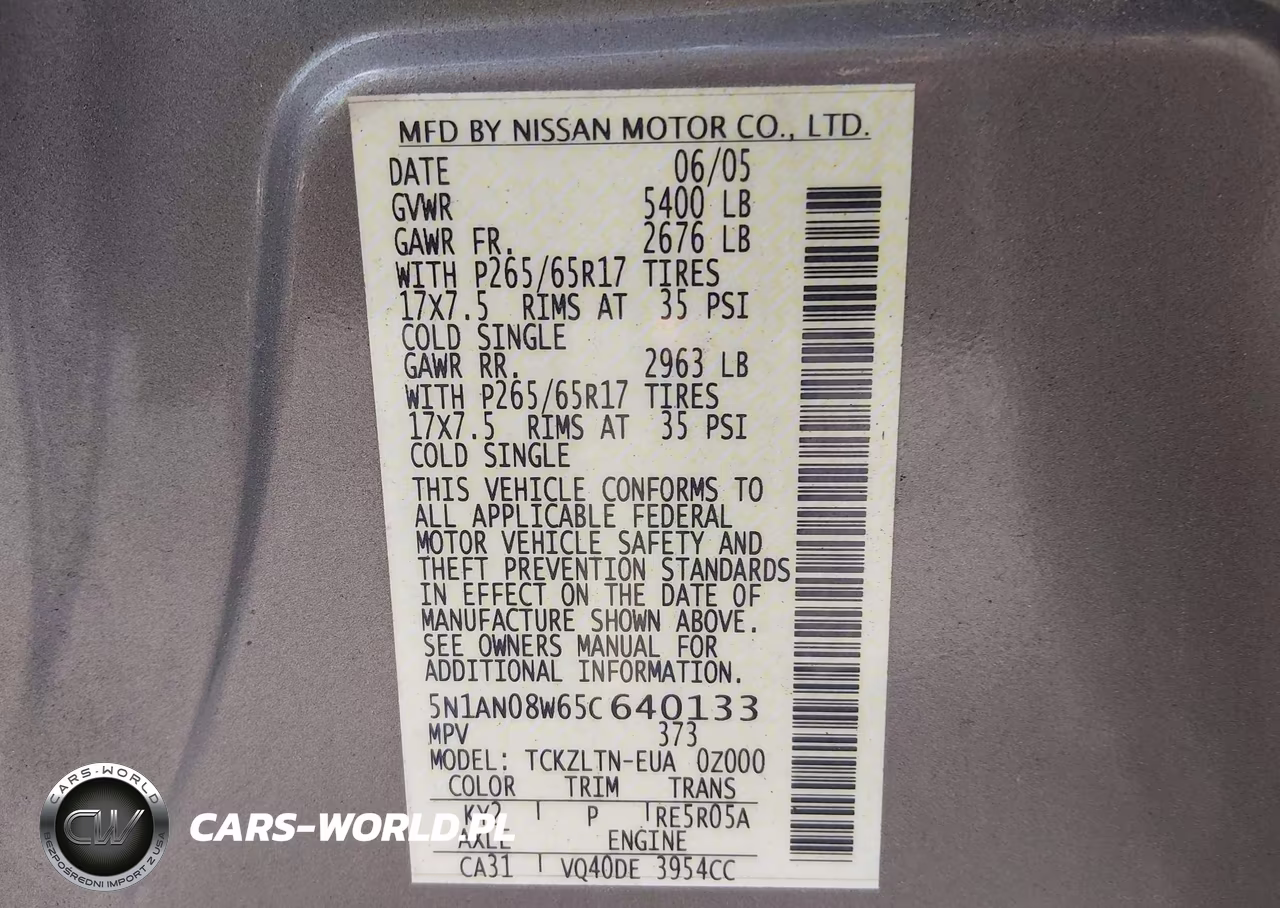 2005 Nissan Xterra Se VIN:5N1AN08W65C640133 - 9