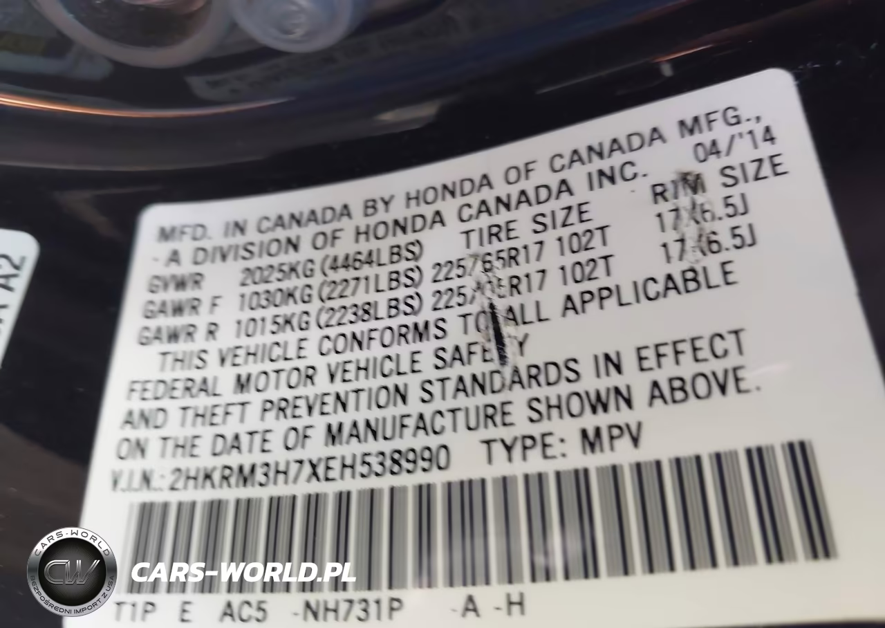 2014 Honda Cr-V Ex-L VIN:2HKRM3H7XEH538990 - 9